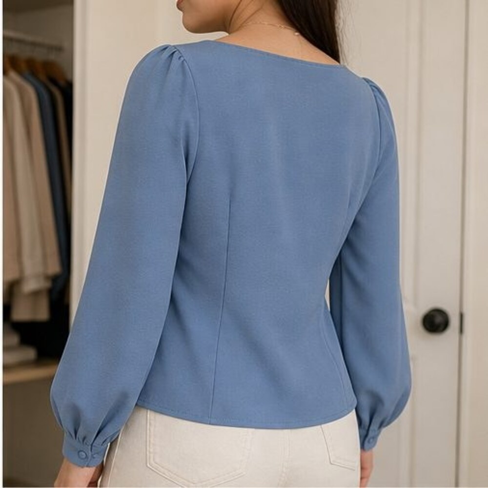 Blue Button Blouse - Picture 3 of 6